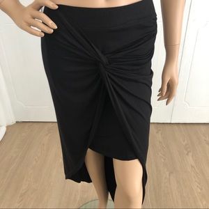 Cache Black Asymmetrical Skirt with Front Tie